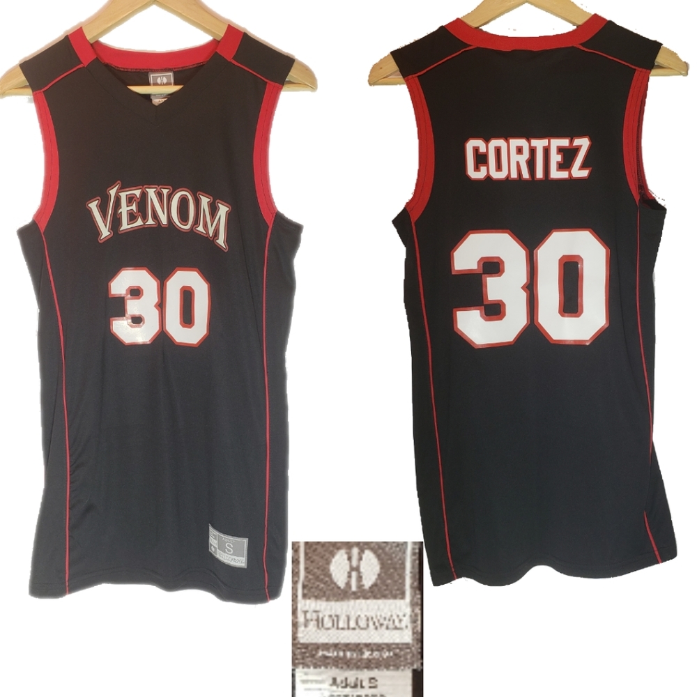 Basketball jersey locker tag black red Venom